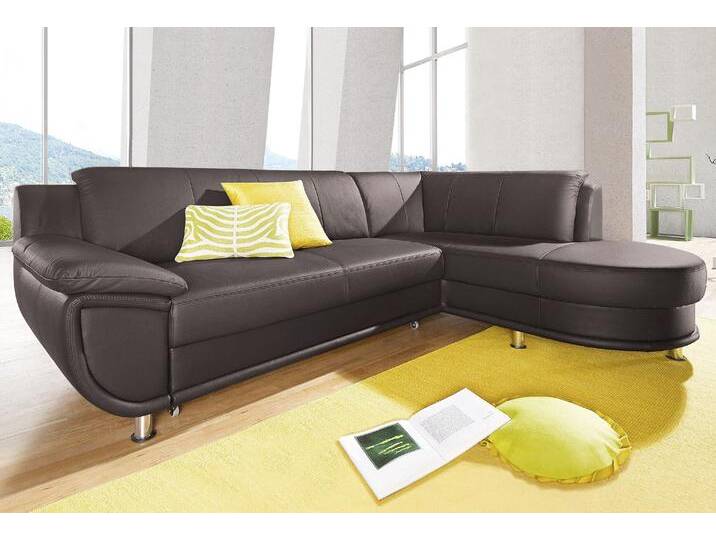 Ecksofa TRENDMANUFAKTUR Rondo, zeitlos und elegant, OTTOs Choice, bequem, L-Form , braun, B:265cm H:85cm T:190cm, Softlux-Kunstleder, Primabelle-Microfaser, NaturLeder (handschuhweiches Rindsleder in Sitz und Rücken mit SOFTLUX-Kunstleder als Korpus-Bezug), Struktur (23% Polyacryl, 77% Polyester), Sofas, wahlweise mit Federkern, wahlweise mit Bettfunktion von BAUR