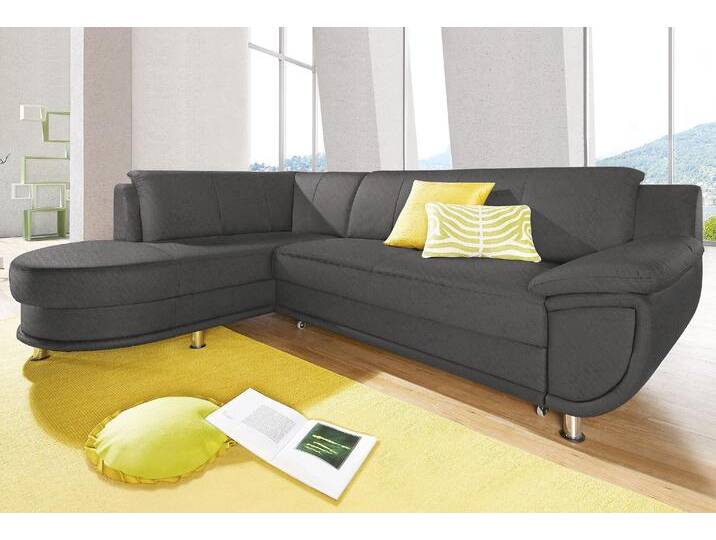 Ecksofa TRENDMANUFAKTUR Rondo, zeitlos und elegant, OTTOs Choice, bequem, L-Form , grau (anthrazit), B:265cm H:85cm T:190cm, Softlux-Kunstleder, Primabelle-Microfaser, NaturLeder (handschuhweiches Rindsleder in Sitz und Rücken mit SOFTLUX-Kunstleder als Korpus-Bezug), Struktur (23% Polyacryl, 77% Polyester), Sofas, wahlweise mit Federkern, wahlweise mit Bettfunktion von BAUR