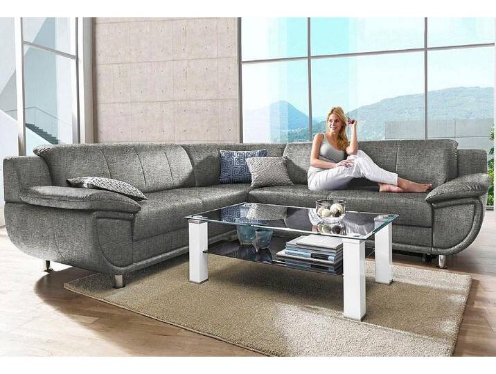 Ecksofa TRENDMANUFAKTUR Rondo wahlweise mit Schlaffunktion, bequeme Armlehnen, Bestseller , beige (beige, braun), B:267cm H:85cm T:247cm, Microfaser PRIMABELLE (100% Polyester), Kunstleder SOFTLUX, Struktur (54% Polyacryl, 46% Polyester), NaturLEDER (echtes Rindsleder) in Sitz und Rücken, Korpus Kunstleder SOFTLUX, Sofas, L-Form, wahlweise mit Federkern bestellbar, Füße chromfarben, Topseller von BAUR