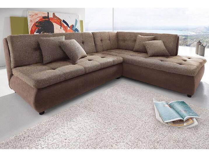 Ecksofa TRENDS BY HG Pool L-Form , braun (braun, beige), B:245cm H:80cm T:105cm, NaturLEDER (echtes Rindsleder) in Sitz und Rücken. Korpus in passendem Kunstleder SOFTLUX bezogen, Kunstleder SOFTLUX, Sofas, wahlweise mit Bettfunktion, frei im Raum stellbar von BAUR