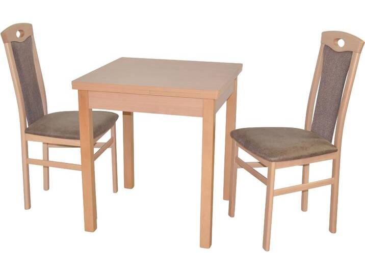 Essgruppe 3tlg. Tischgruppe , braun (buche, nachbildung, braun, buche, nachbildung), B:45cm H:95cm T:48cm, FSC-zertifiziertes Massivholz, HOFMANN LIVING AND MORE, Sitzmöbel-Sets, Stühle montiert von BAUR