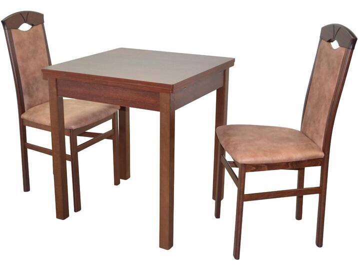 Essgruppe 3tlg. Tischgruppe , braun (nussbaumfarben, camel, nussbaum, nachbildung), B:44cm H:94cm T:48cm, FSC-zertifiziertes teilmassives Holz, HOFMANN LIVING AND MORE, Sitzmöbel-Sets, Stühle montiert von BAUR