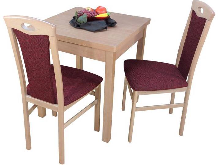 Essgruppe 3tlg. Tischgruppe , rot (bordeaux, bordeaux, buche, nachbildung), B:45cm H:95cm T:48cm, FSC-zertifiziertes teilmassives Holz, HOFMANN LIVING AND MORE, Sitzmöbel-Sets, Stühle montiert von BAUR