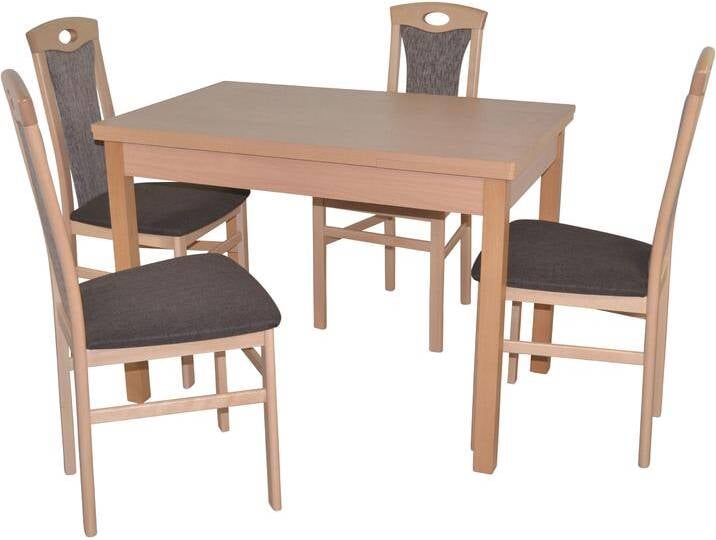 Essgruppe 5tlg. Tischgruppe , braun (braun, braun, buche, nachbildung), B:45cm H:95cm T:48cm, FSC-zertifiziertes teilmassives Holz, HOFMANN LIVING AND MORE, Sitzmöbel-Sets, Stühle montiert von BAUR