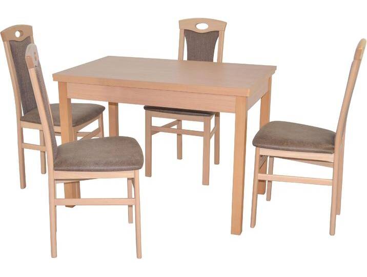 Essgruppe 5tlg. Tischgruppe , braun (buche, nachbildung, braun, buche, nachbildung), B:45cm H:95cm T:48cm, FSC-zertifiziertes Massivholz, HOFMANN LIVING AND MORE, Sitzmöbel-Sets, Stühle montiert von BAUR