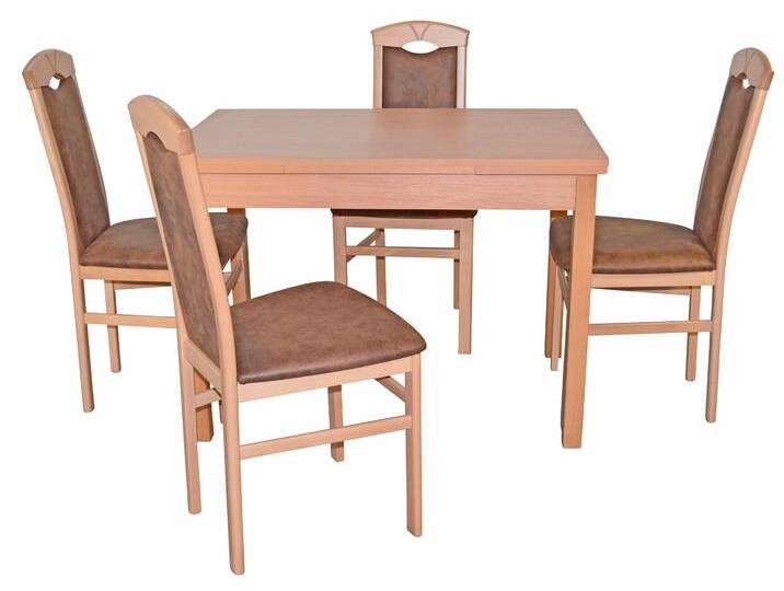 Essgruppe 5tlg. Tischgruppe , braun (buchefarben, braun, buche, nachbildung), B:44cm H:94cm T:48cm, FSC-zertifiziertes teilmassives Holz, HOFMANN LIVING AND MORE, Sitzmöbel-Sets, Stühle montiert von BAUR