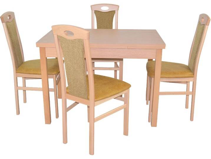 Essgruppe 5tlg. Tischgruppe , gelb (buche, nachbildung, gelb, buche, nachbildung), B:45cm H:95cm T:48cm, FSC-zertifiziertes Massivholz, HOFMANN LIVING AND MORE, Sitzmöbel-Sets, Stühle montiert von BAUR