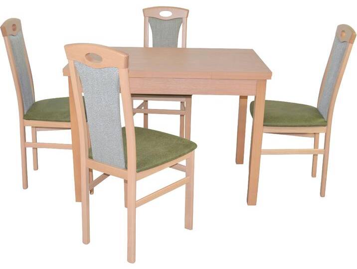 Essgruppe 5tlg. Tischgruppe , grün (buche, nachbildung, grün, buche, nachbildung), B:45cm H:95cm T:48cm, FSC-zertifiziertes Massivholz, HOFMANN LIVING AND MORE, Sitzmöbel-Sets, Stühle montiert von BAUR