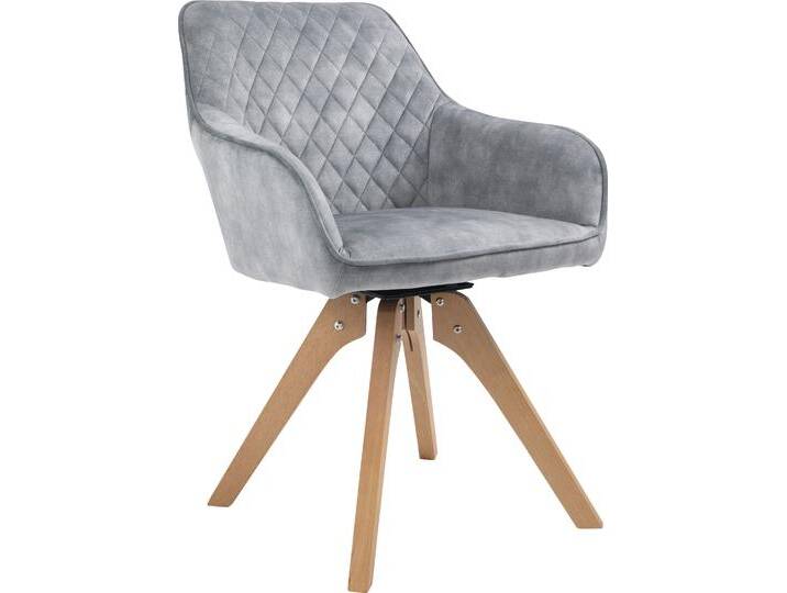 Essgruppe SALESFEVER Stilvolle Essgruppe , weiß (weiß, natur, grau, natur), Samtvelours, Essgruppe 5 tlg. 180x90cm, MDF, Massivholz, Polyester, Sitzmöbel-Sets, 5-teilige Samtverlours-Sitzgruppe, drehbare Stühle, 180cm Tischbreite von BAUR