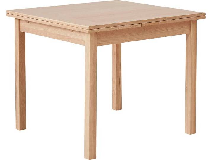 Esstisch HAMMEL FURNITURE Basic Dinex, schnell innenliegende Einlegeplatten ausziehbar , braun (weißpigmentiert eiche), B:90cm H:76cm T:90cm, Tischplatte: Eiche weiß pigmentiertes Furnier und matt lackiert, Gestell: Massivholz, Tische, Furnier / Massivholz, in zwei Breiten, stabiler dänische Design Tisch von BAUR
