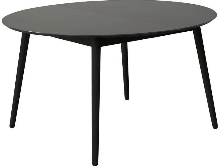 Esstisch HAMMEL FURNITURE Meza Designtisch mit Auszugsfunktion und 2 Einlegeplatten , grau (graphit, schwarz), B:135cm H:73,5cm T:135cm, Tischplatte: Graphit nanobehandeltes Fenix-Laminat (schwarzer Rand), Gestell: Schwarz gebeizt Esche (Massivholz), Mit nanobehandeltem Laminat, einer matten, seidigen Oberfläche, die Fingerabdrücke abweist und langlebig und hygienisch ist, Tische, Ø135(231) cm, runde Tischplatte aus MDF/Laminat, Massivholzgestell von BAUR