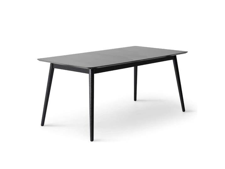 Esstisch HAMMEL FURNITURE Meza Designtisch mit Auszugsfunktion und 2 Einlegeplatten , grau (graphit, schwarz, graphit), B:165cm H:74cm T:90cm, Tischplatte: Graphit nanobehandeltes Fenix-Laminat (schwarzer Rand), Gestell: Massive Esche. Mit nanobehandeltem Laminat, einer matten, seidigen Oberfläche, die Fingerabdrücke abweist und langlebig und hygienisch ist., Tische, abgerundete Tischplatte MDF, Massivholzgestell, in zwei Breite von BAUR
