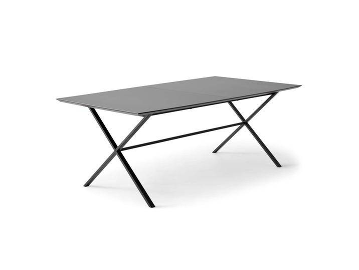 Esstisch HAMMEL FURNITURE Meza Designtisch mit Auszugsfunktion und 2 Einlegeplatten , grau (graphit, schwarz, graphit), B:165cm H:74cm T:90cm, Tischplatte: Graphit nanobehandeltes Fenix-Laminat (schwarzer Rand), Gestell: Pulverbeschichtetes schwarzes Metall, RAL9005 matt. Mit nanobehandeltem Laminat, einer matten, seidigen Oberfläche, die Fingerabdrücke abweist und langlebig und hygienisch ist., Tische von BAUR