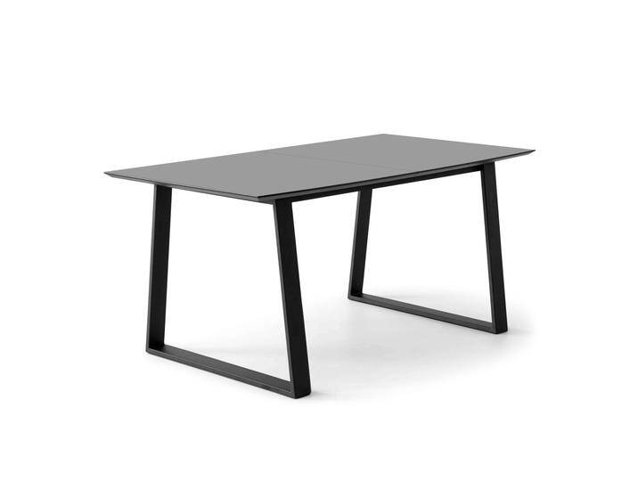 Esstisch HAMMEL FURNITURE Meza Designtisch mit Auszugsfunktion und 2 Einlegeplatten , grau (graphit, schwarz, graphit), B:165cm H:74cm T:90cm, Tischplatte: Graphit nanobehandeltes Fenix-Laminat (schwarzer Rand), Gestell: Pulverbeschichtetes schwarzes Metall, RAL9005 matt. Mit nanobehandeltem Laminat, einer matten, seidigen Oberfläche, die Fingerabdrücke abweist und langlebig und hygienisch ist., Tische, bootsförmige Tischplatte MDF,Trapez gestell, in zwei Breiten von BAUR
