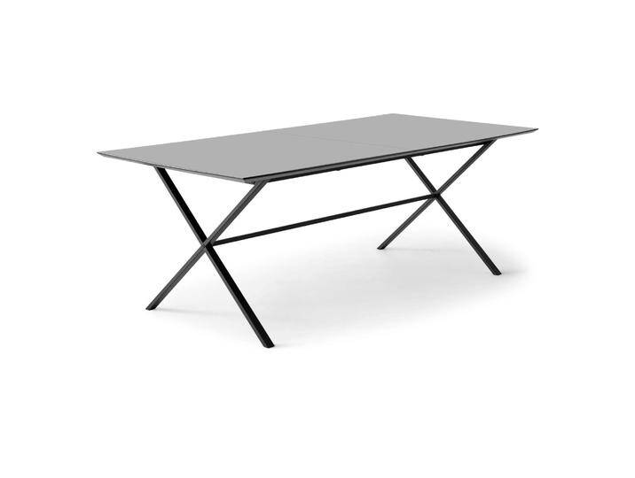 Esstisch HAMMEL FURNITURE Meza Designtisch mit Auszugsfunktion und 2 Einlegeplatten , grau (graphit, schwarz, graphit), B:210cm H:74cm T:100cm, Tischplatte: Graphit nanobehandeltes Fenix-Laminat (schwarzer Rand), Gestell: Pulverbeschichtetes schwarzes Metall, RAL9005 matt. Mit nanobehandeltem Laminat, einer matten, seidigen Oberfläche, die Fingerabdrücke abweist und langlebig und hygienisch ist., Tische von BAUR