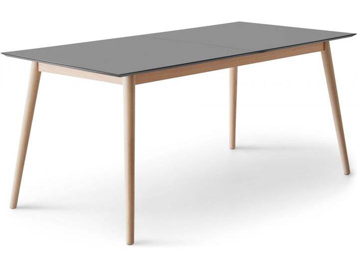 Esstisch HAMMEL FURNITURE Meza by Hammel , grau (graphit, eiche, laminat, mdf, eiche massivholzfüße), B:210cm H:74cm T:100cm, Tischplatte: Graphit nanobehandeltes Fenix-Laminat (schwarzer Rand), Gestell: Massive Eiche. Mit nanobehandeltem Laminat, einer matten, seidigen Oberfläche, die Fingerabdrücke abweist und langlebig und hygienisch ist., Tische, rechteckige Tischplatte MDF, Massivholzgestell, mit 2 Einlegeplatten von BAUR
