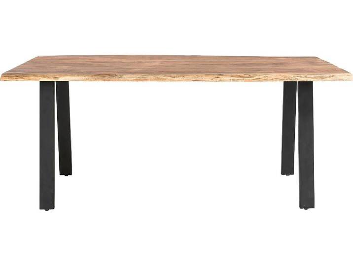 Esstisch SALESFEVER Designer-Esstisch für stilvolle Mahlzeiten , schwarz (natur, schwarz, schwarz, natur), B:180cm H:76,5cm T:90cm, Akazienholz, Metall, Tische, Zweifach gewachstes, geöltes Massivholz von BAUR
