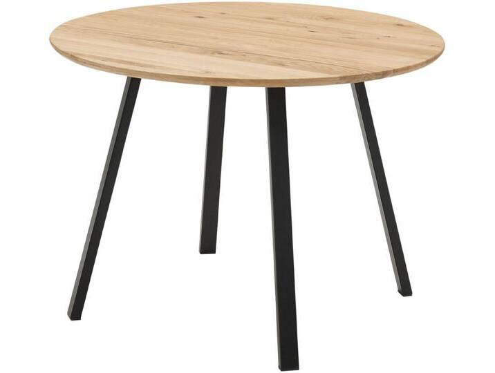 Esstisch STOLKOM Nils Massivholz rund, Esszimmertisch Eiche, BxH 110x75 cm , eiche massiv, schwarz, schwarz, eiche massiv, H:75cm, Tische, Stabiles 4-Fuß Metallgestell, Boden bis Unterkante Tisch ca. 69 cm Esstisch STOLKOM Nils Massivholz rund, Esszimmertisch Eiche, BxH 110x75 cm , eiche massiv, schwarz, schwarz, eiche massiv, H:75cm, Tische, Stabiles 4-Fuß Metallgestell, Boden bis Unterkante Tisch ca. 69 cm von BAUR