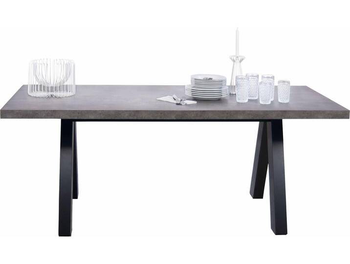 Esstisch TEMAHOME, grau (betonfarben, schwarz), B:200cm H:76cm T:100cm, Tische, Holz-Esstische Rechteckiger Esstisch, Breite 200 cm von BAUR