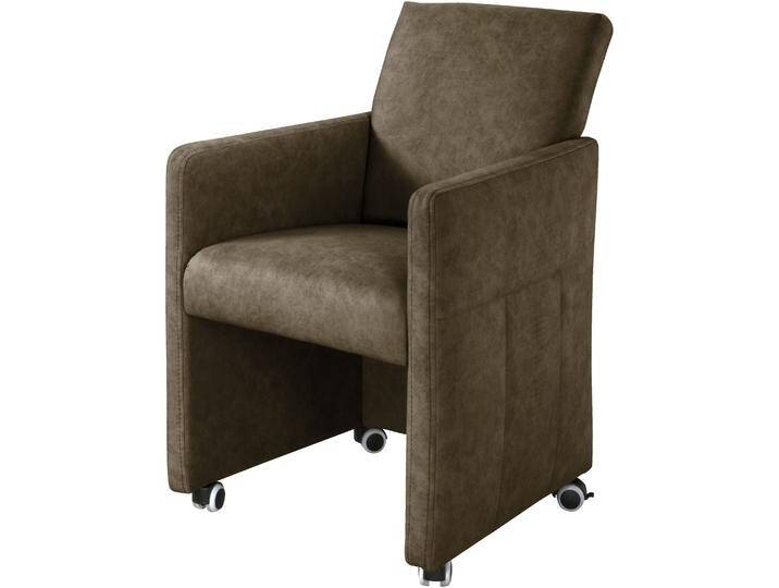 Esszimmersessel EXXPO - SOFA FASHION, choccolate, B:63cm H:90cm T:72cm, Sessel, Loungesessel auf Rollen, schmale Armlehnen, bequem von BAUR