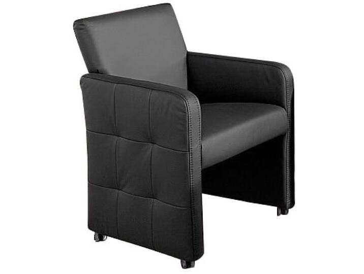 Esszimmersessel EXXPO - SOFA FASHION Barista, Loungesessel auf Rollen mit hoher Bodenfreiheit , schwarz, B:61cm H:88cm T:70cm, Carabu (50%Polyester, 35%Polyacryl, 15%Polyamid), Kunstleder, NaturLeder, Sessel, Barista Clubsessel auf Rollen mit schmalen Armlehnen, modernes Design von BAUR