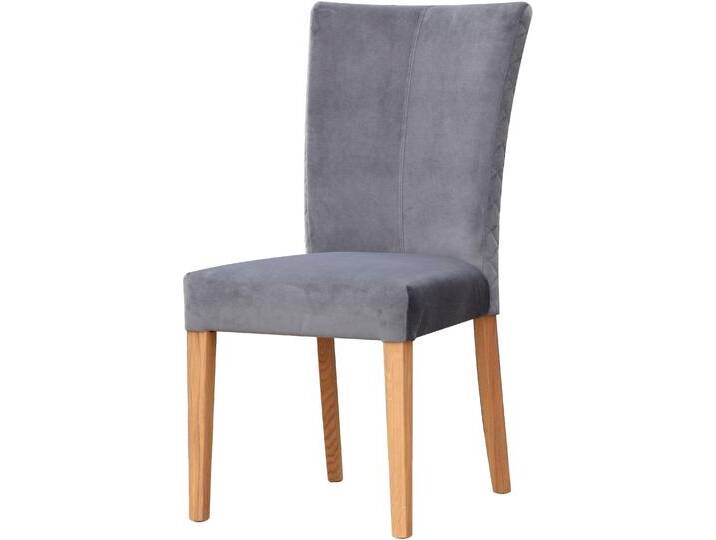 Esszimmerstuhl LEONIQUE Vence , grau (grau, eiche), B:46cm H:94,5cm T:59cm, Massivholz, Stühle, mit Rautensteppung in der Rückenlehne, Beine aus massiver Eiche von BAUR