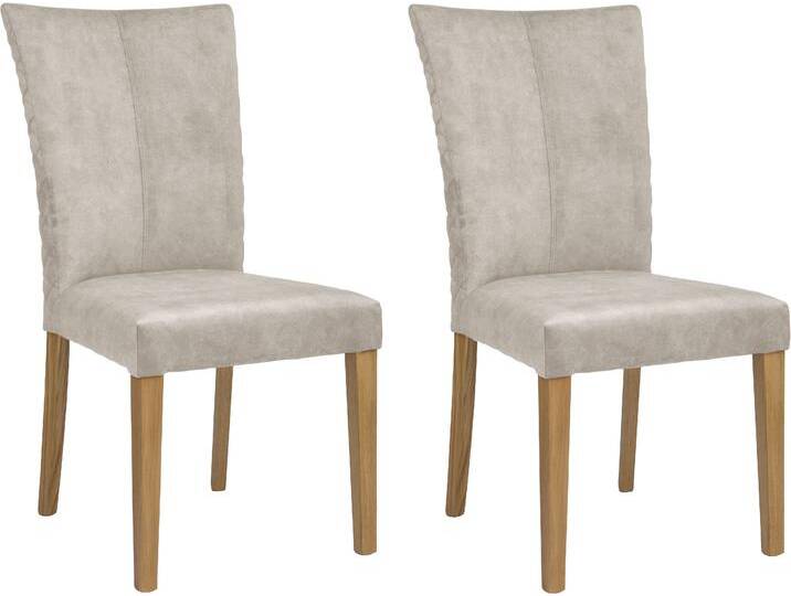 Esszimmerstuhl LEONIQUE Vence , weiß (milky, eiche), B:46cm H:94,5cm T:59cm, Massivholz, Stühle, mit Rautensteppung in der Rückenlehne, Beine aus massiver Eiche von BAUR