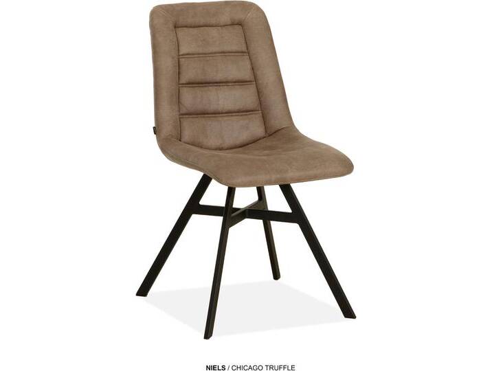 Esszimmerstuhl OMG DESIGN Niels , truffle, schwarz, B:47cm H:88,5cm T:62,5cm, Polyester, Stühle, Esszimmerstuhl, pflegeleichter Bezug von BAUR