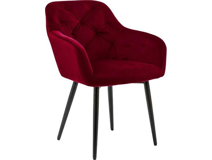 Esszimmerstuhl SALESFEVER Coventry Komfortabler Polstertuhl im eleganten Stil , rot (rot, schwarz), B:61cm H:85cm T:45cm, 100% Polyester, Metall, Stühle, Stilvoll mit eleganter Knopfheftung von BAUR
