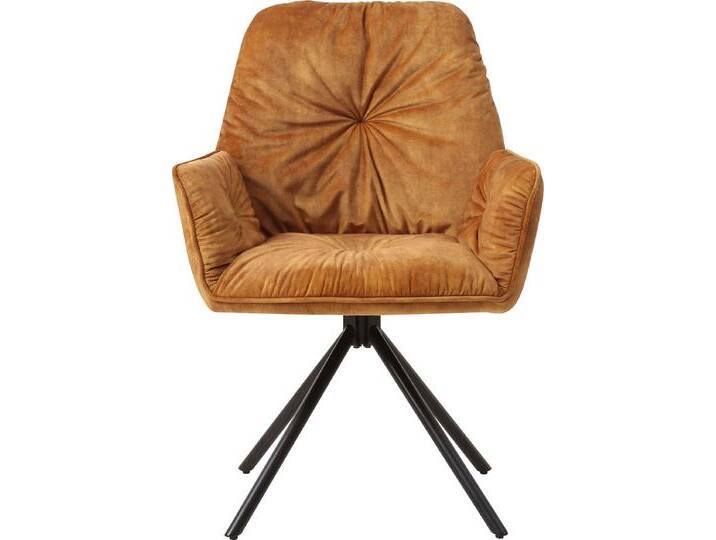 Esszimmerstuhl SALESFEVER Ottawa Armlehnstuhl: Rückzugsort im Esszimmer , gold (goldfarben schwarz, schwarz), B:61cm H:90cm T:59cm, Metall, Polyester, Stühle, 360 Drehbarer Esszimmersessel mit Armlehnen - 1 Stück von BAUR