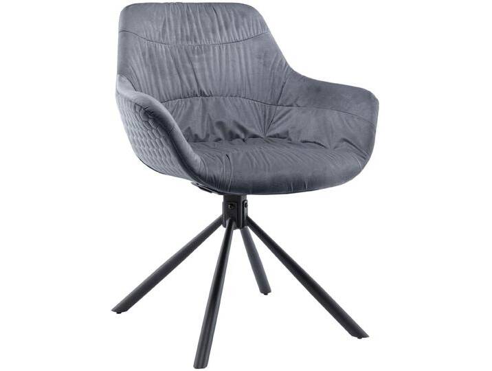 Esszimmerstuhl SALESFEVER Rimini Armlehnstuhl: Sitzkomfort fürs Esszimmer , schwarz (grau schwarz, schwarz), B:64cm H:82cm T:53cm, Metall, Polyester, Stühle, Esszimmersessel, Rückseite mit Wabensteppung,360 Drehfunktion von BAUR