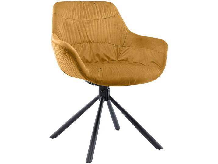 Esszimmerstuhl SALESFEVER Rimini Armlehnstuhl: Sitzkomfort fürs Esszimmer , schwarz (senfgelb schwarz, schwarz), B:64cm H:82cm T:53cm, Metall, Polyester, Stühle, Esszimmersessel, Rückseite mit Wabensteppung,360 Drehfunktion von BAUR
