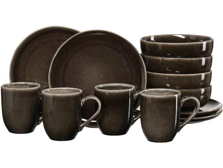 Frühstücks-Geschirrset RITZENHOFF & BREKER Eda , braun, 12 tlg., Steingut, Geschirr-Sets, aus Steingut für 4 Personen von BAUR