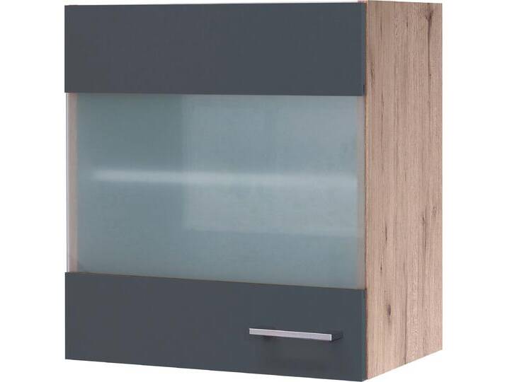 Glashängeschrank FLEX-WELL Morena , grau (basaltgrau, san remo eiche), B:50cm H:54,8cm T:32cm, Holzwerkstoff, Schränke, Küchenhängeschrank, (B x H x T) 50 x 54,8 x 32 cm, mit Stollenglastüren von BAUR