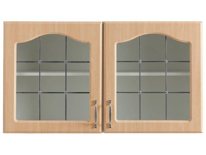 Glashängeschrank WIHO KÜCHEN Linz , braun (front: landhaus buche, korpus: buche deko), B:100cm H:56,5cm T:35cm, Schränke, 100 cm breit, mit 2 Glastüren von BAUR