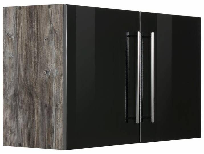 Hängeschrank KOCHSTATION KS-Samos , schwarz (schwarz hochglanz, eiche vintage), B:100cm H:57cm T:34cm, Schränke, 100 cm breit von BAUR