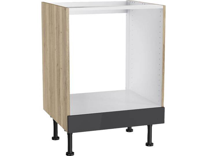 Herdumbauschrank KOCHSTATION Aken , grau (anthrazit hochglanz, wildeiche nachbildung), B:60cm H:87cm T:58,4cm, Schränke von BAUR