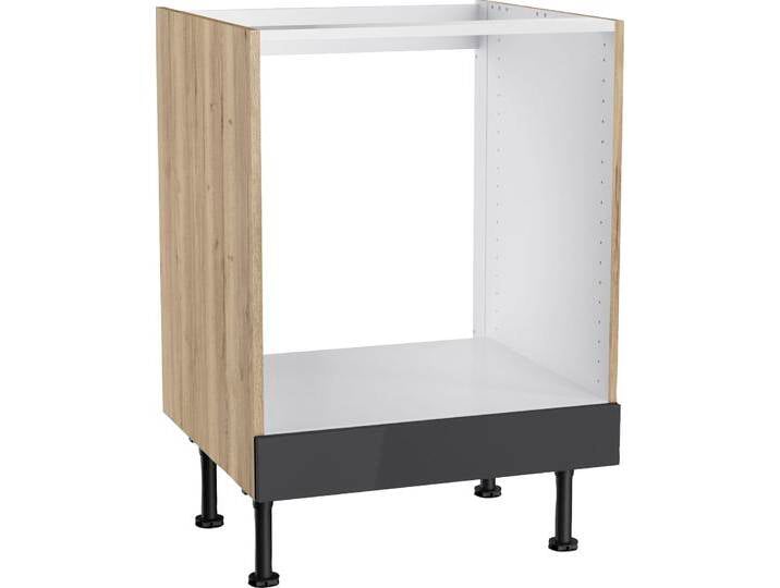 Herdumbauschrank KOCHSTATION Aken , grau (anthrazit hochglanz, wildeiche nachbildung), B:60cm H:87cm T:58,4cm, Schränke von BAUR