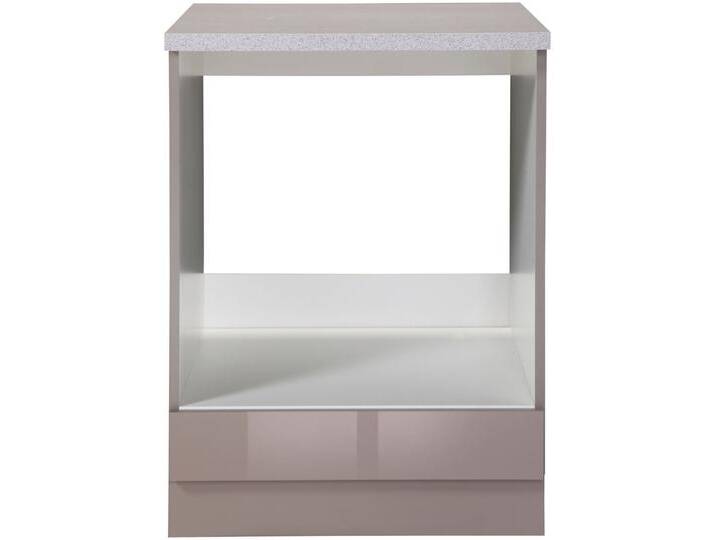 Herdumbauschrank WIHO KÜCHEN Chicago , braun (front: trüffel glanz, korpus: trüffel. arbeitsplatte: canvas grau), B:60cm H:85cm T:60cm, Schränke, 60 cm breit von BAUR