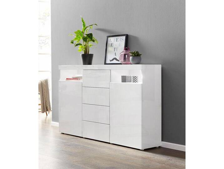 Highboard BORCHARDT MÖBEL Kapstadt , weiß (weiß hochglanz, weiß hochglanz), B:139cm H:93cm T:35cm, Sideboards, Breite 139 cm von BAUR