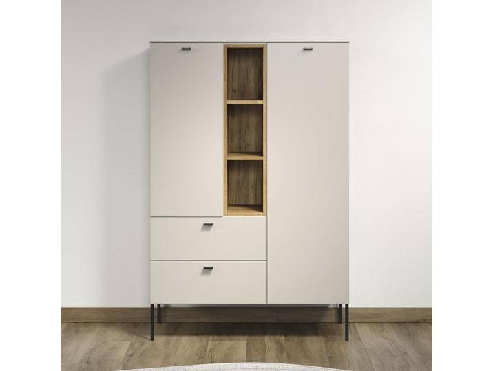 Highboard PLACES OF STYLE San Pedro , kaschmir und eiche, B:93cm H:140cm T:42cm, FSC-zertifizierter Holzwerkstoff, Metall, Sideboards, Highboard, 2 Türen, 2 Schubkasten & Soft-Close - (B/T/H) 93/42/140 cm von BAUR