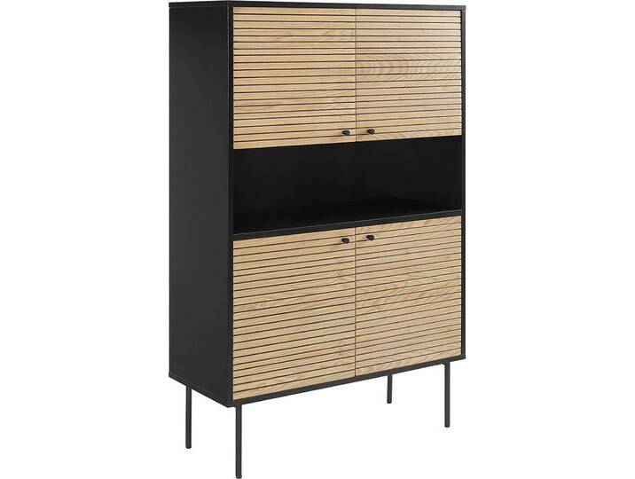 Highboard SALESFEVER Torsby Stilvolle Hochkommode für extra Stauraum , beige (natur), B:100cm H:155cm T:40cm, Furnier, MDF, Metall, Sideboards, Stauraumschrank im Scandi Design: 100cm Breite von BAUR