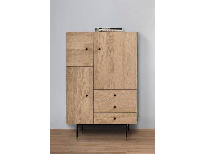 Highboard WOODMAN Jugend Kommode , schwarz (eichefarben, schwarz), B:90cm H:140cm T:42cm, Sideboards, Stauraumschrank mit Soft Close Funktion, Breite 90 cm, FSC von BAUR