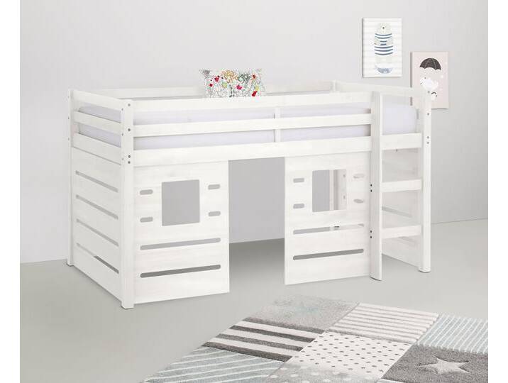 Hochbett LÜTTENHÜTT Alpi , weiß, B:103cm H:111cm L:208cm, Hochbetten, aus Kiefernholz, inklusive Leiter und Panel, Außenmaßenbreite 103 cm von BAUR