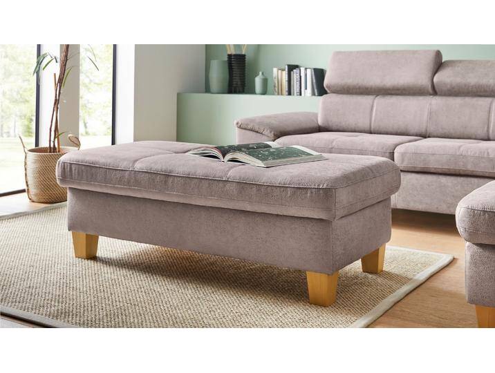 Hocker EXXPO - SOFA FASHION Enya Bankhocker mit Staufach unter der Sitzfläche , grau (hellgrau), B:136cm H:45cm T:70cm, Hocker, Polsterhocker, schöne Detailverarbeitung von BAUR