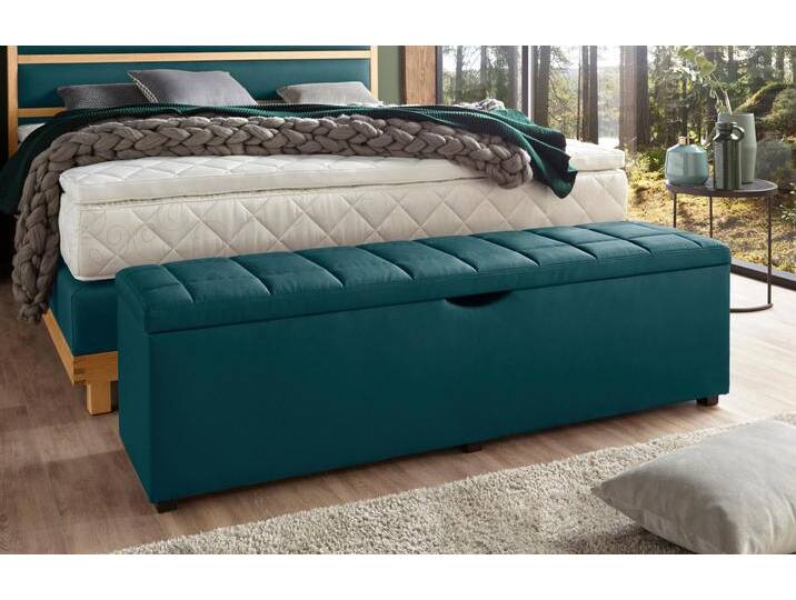 Hockerbank PLACES OF STYLE Checked , blau (petrol), B:160cm H:42cm T:40cm, Struktur fein (100% Polyester) für Bett Classico, Piazza, Premium und Vega;Struktur (100% Polyester) für Bett Crato und Lucina;Struktur (60% Baumwolle, 40% Leinen) für Bett Kiss;Kunstleder für Bett Natura;Struktur (100% Polyester) für Bett Nordica, Hocker, mit Stauraum, Breite 120 cm und 160 cm, als Bettbank geeignet von BAUR