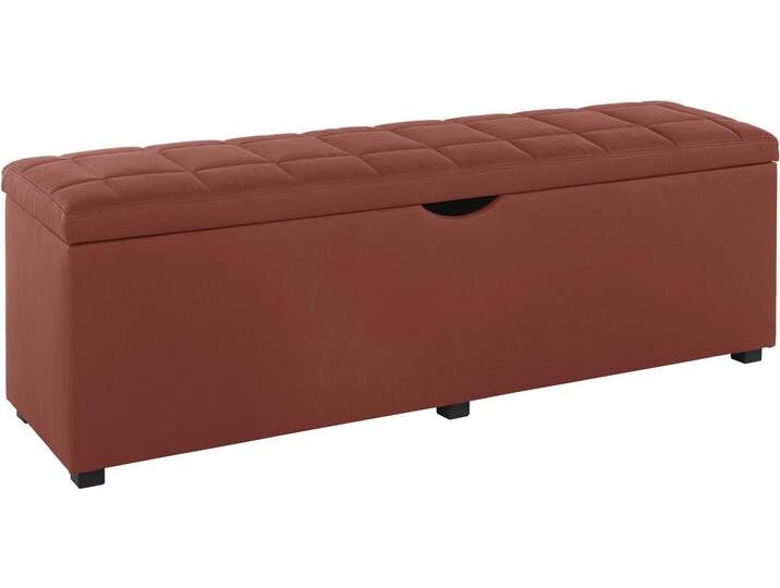 Hockerbank PLACES OF STYLE Checked , orange (terra), B:120cm H:42cm T:40cm, Struktur fein (100% Polyester) für Bett Classico, Piazza, Premium und Vega;Struktur (100% Polyester) für Bett Crato und Lucina;Struktur (60% Baumwolle, 40% Leinen) für Bett Kiss;Kunstleder für Bett Natura;Struktur (100% Polyester) für Bett Nordica, Hocker, mit Stauraum, Breite 120 cm und 160 cm, als Bettbank geeignet von BAUR