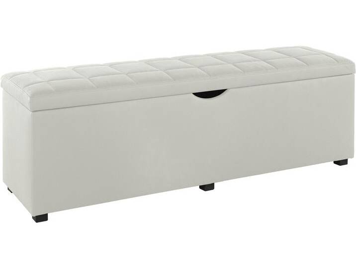 Hockerbank PLACES OF STYLE Checked , weiß (altweiß), B:120cm H:42cm T:40cm, Struktur fein (100% Polyester) für Bett Classico, Piazza, Premium und Vega;Struktur (100% Polyester) für Bett Crato und Lucina;Struktur (60% Baumwolle, 40% Leinen) für Bett Kiss;Kunstleder für Bett Natura;Struktur (100% Polyester) für Bett Nordica, Hocker, mit Stauraum, Breite 120 cm und 160 cm, als Bettbank geeignet von BAUR