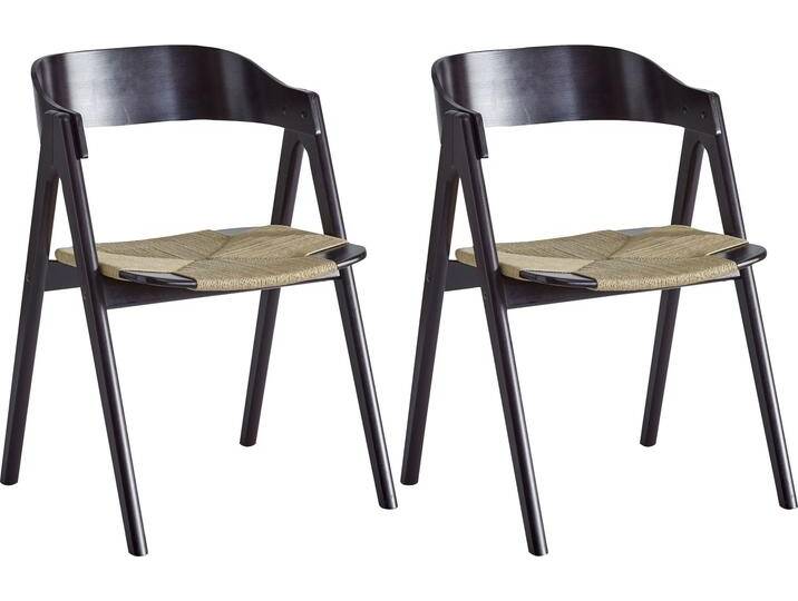 Holzstuhl HAMMEL FURNITURE Findahl by Hammel Mette , schwarz (buche, schwarz), B:52cm H:75cm T:54cm, Massivholz, Geflecht Wasserhyazinthe, Stühle, Massivholz, mit Flechtsitz, versch. Farbvarianten von BAUR