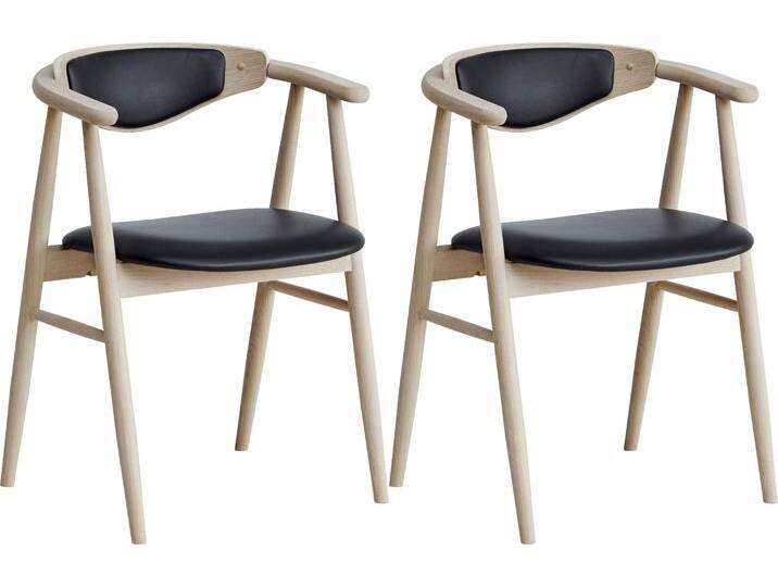 Holzstuhl HAMMEL FURNITURE Findahl by Hammel Tradition , beige (natur, eiche, weißpigmentiert lack), B:56,5cm H:77cm T:56,5cm, Leder, Massivholz, Stühle, Massivholz, mit Sitz und Rückenpolster aus Leder von BAUR